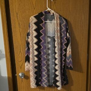 Women's Zigzag Patterned Open Cardigan NWOT
